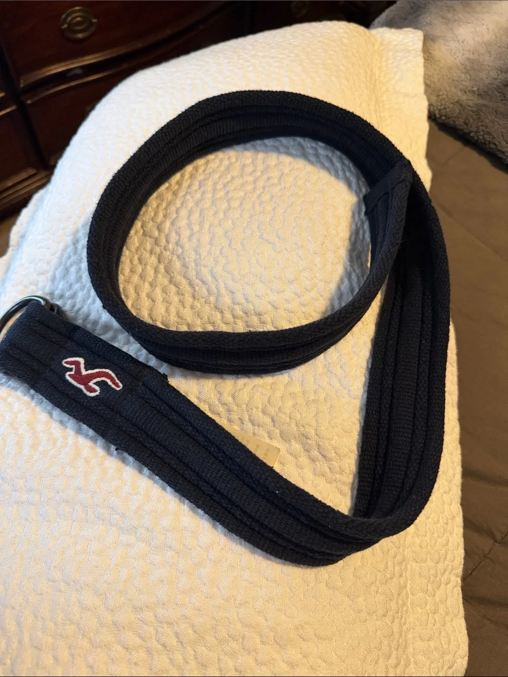 Hollister Navy Webbing Belt with Red Logo